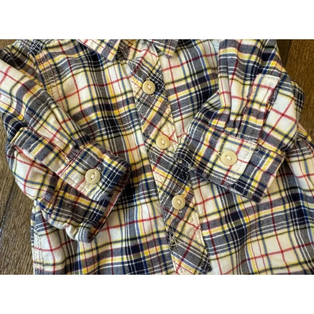 Vintage Baby Gap 0/3 Months Plaid Romper Jersey Lined Coverall Outfit Button Up‎